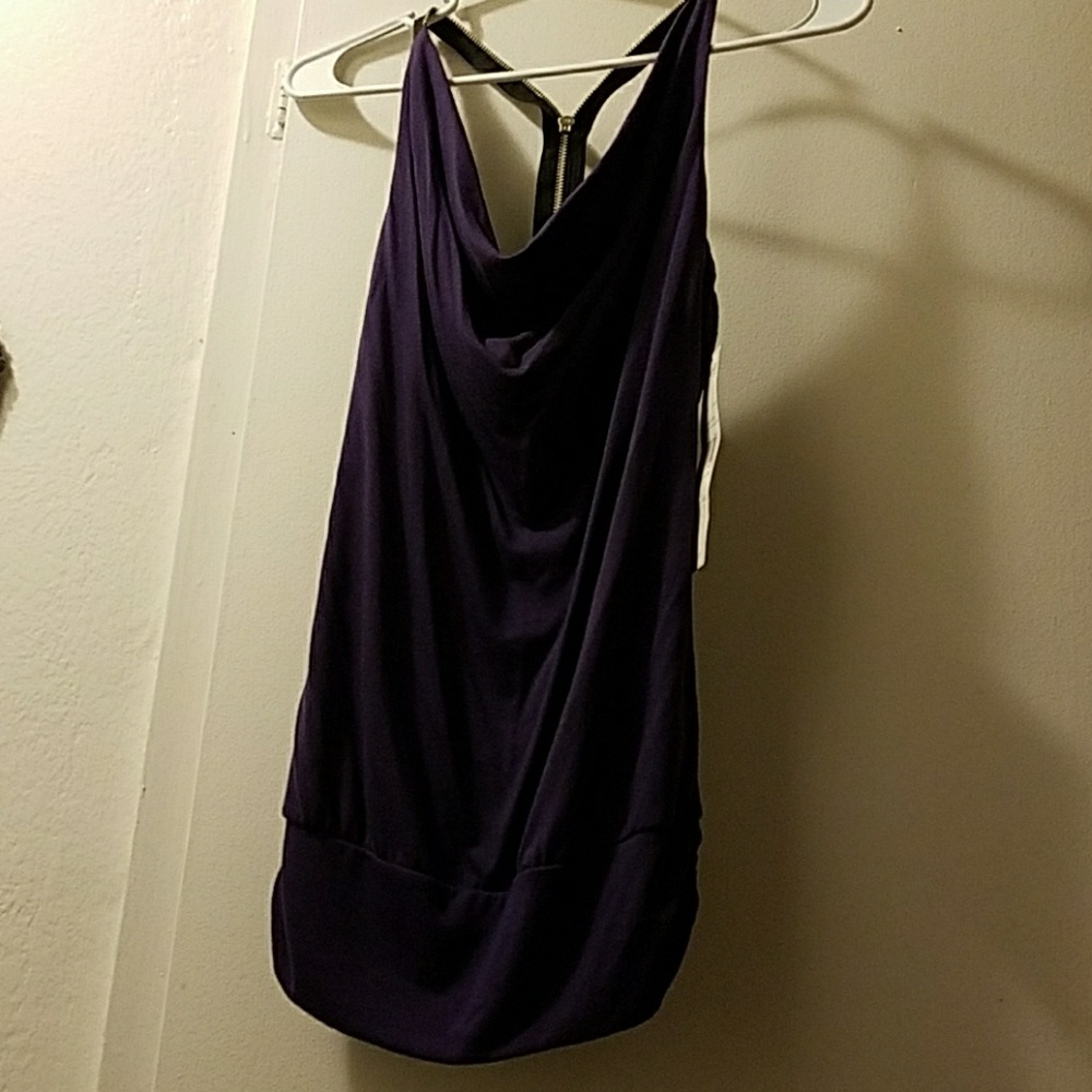 *NEW* "MILEY CYRUS MAX AZRIA" STYLISH     ZIPPER TANK TOP